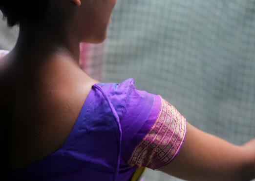 Woman wearing purple