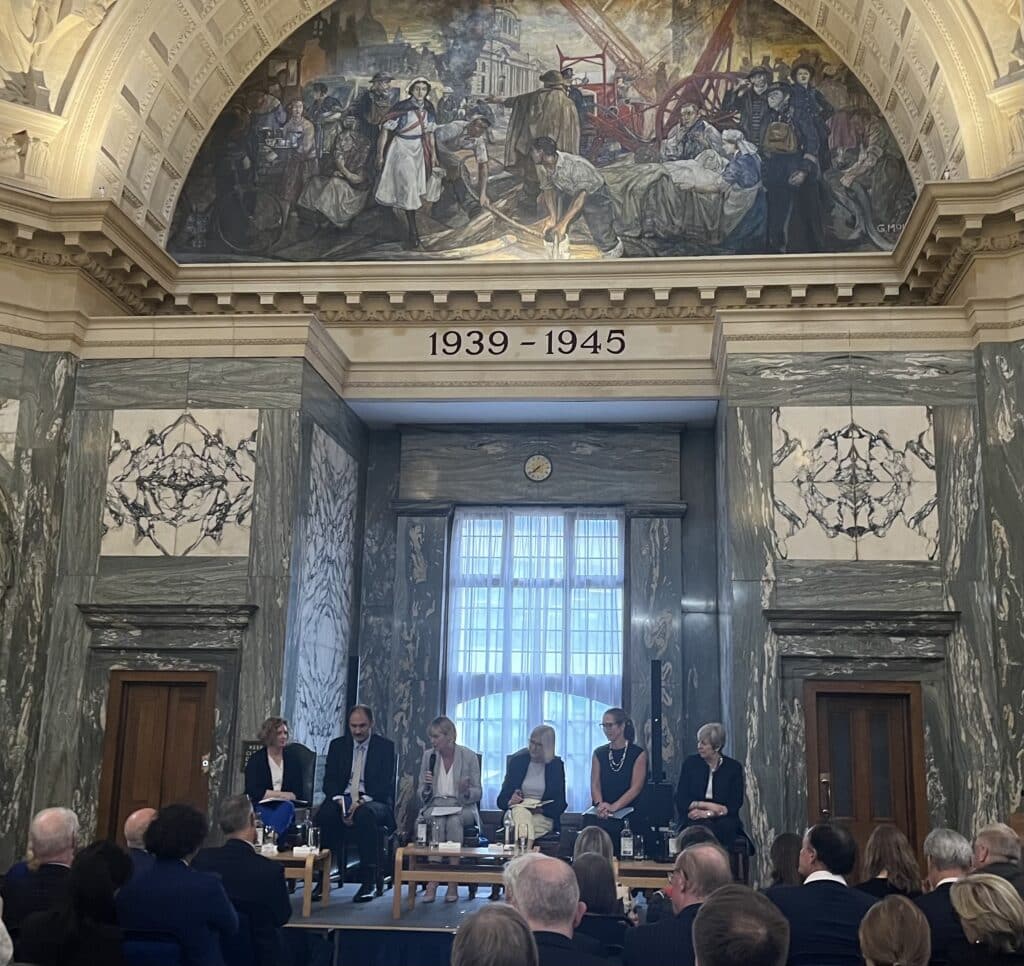 Theresa May at a modern slavery and supply chains event hosted by the Sheriff of the City of London and Justice and Care.